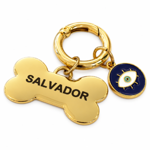 Placa de Identificación Hueso Dorado + Dije