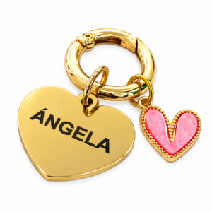 Placa de Identificación Corazón Dorado + Dije